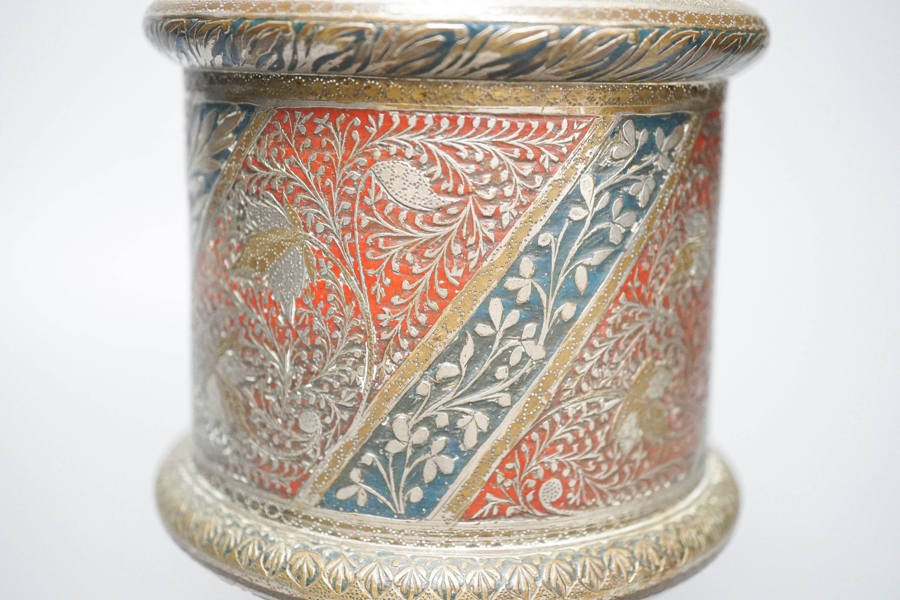 An Indian cast Benares ware vase 24cm